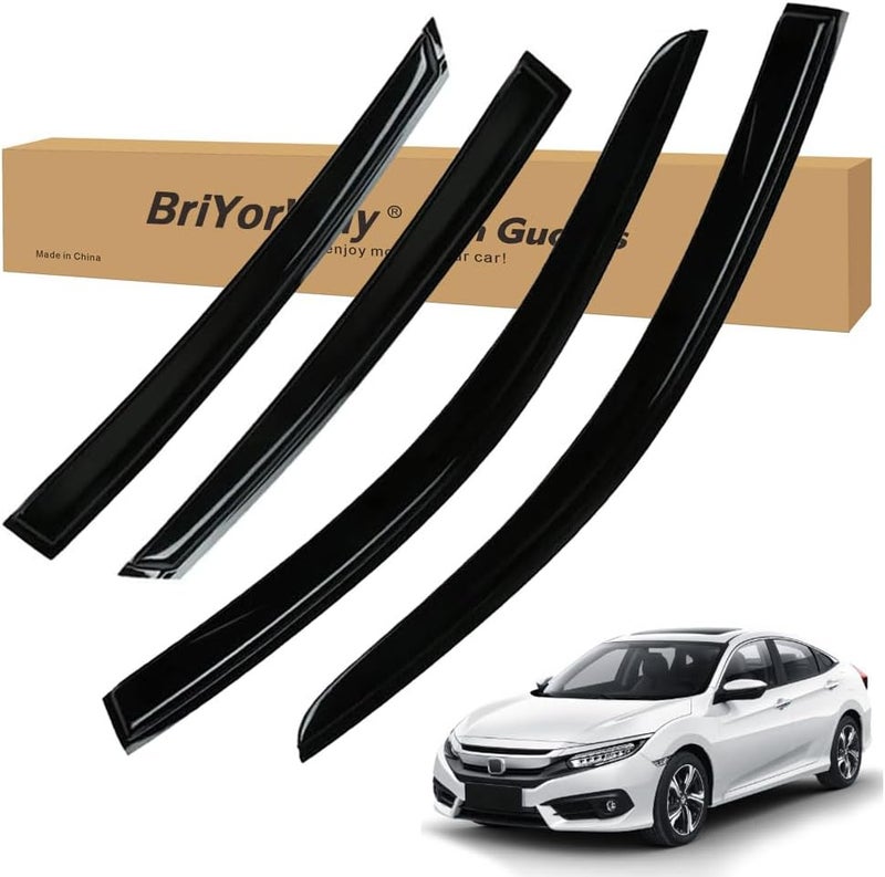 BriYorWay Vent Shades Rain Guards for Honda Civic 2016 2017 2018 2019 2020 2021 Accessories, for Honda Civic Window Deflectors Window Visors - Image 1